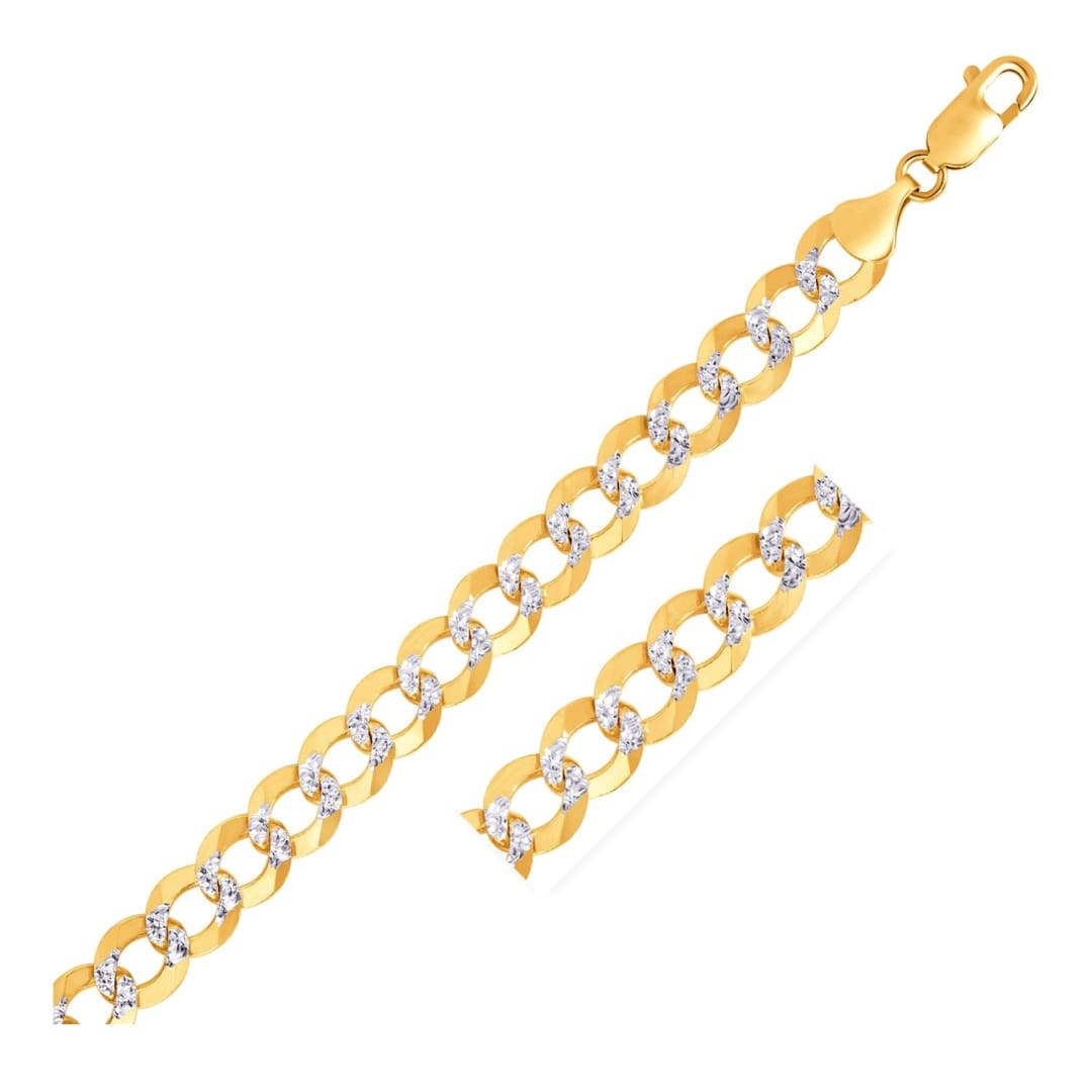 10 mm 14k Two Tone Gold Pave Curb Bracelet | Richard Cannon Jewelry