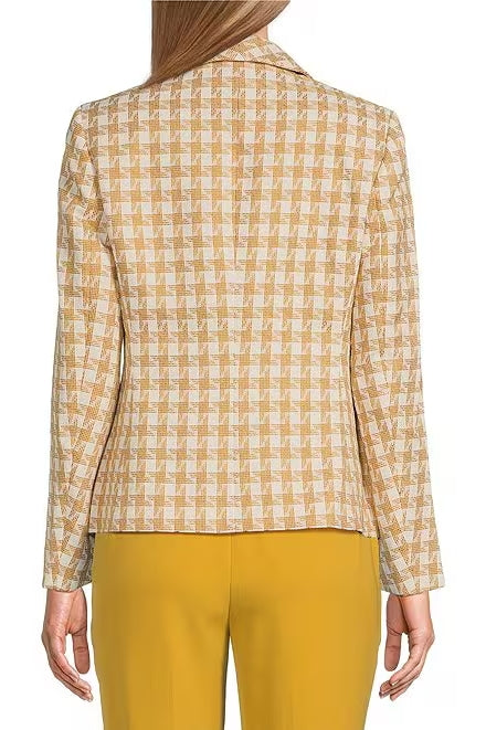 Kasper Tweed Shawl Collar Faux Double Breasted Blazer-1