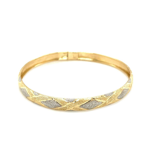 10k Two-Tone Gold Geometric Diamond Motif Bangle | Richard Cannon Jewelry