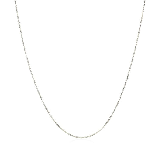 10k White Gold Classic Box Chain 0.45mm | Richard Cannon Jewelry