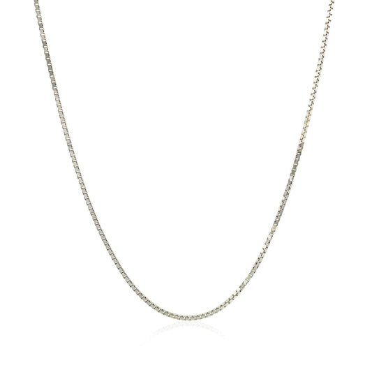10k White Gold Classic Box Chain 0.8mm | Richard Cannon Jewelry
