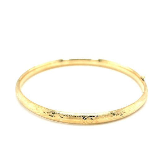 10k Yellow Gold Botanical Pattern Florentine Bangle | Richard Cannon Jewelry