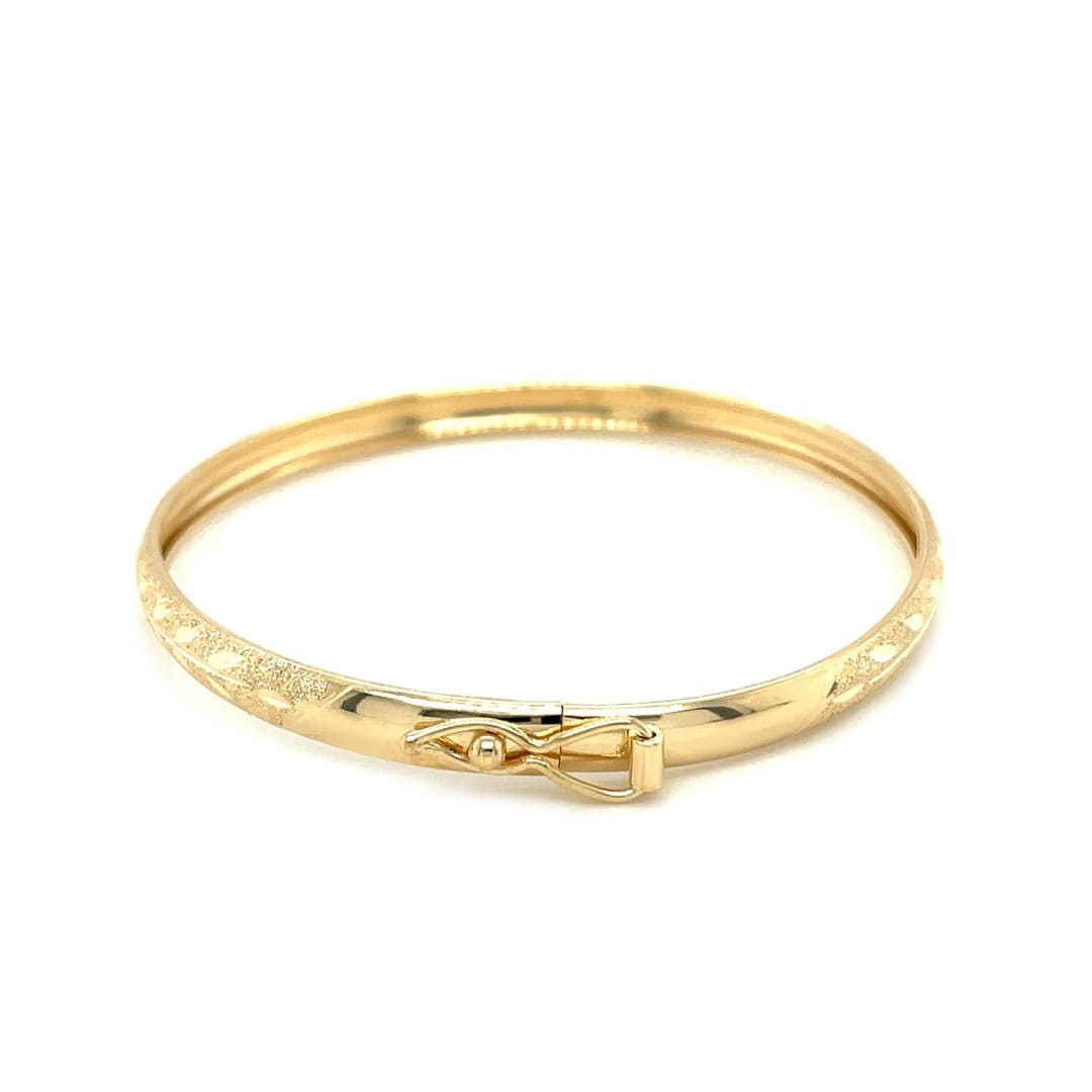 10k Yellow Gold Dome Childrens Diamond Cut Florentine Bangle | Richard Cannon Jewelry