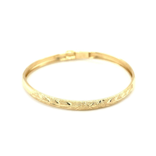 10k Yellow Gold Dome Childrens Diamond Cut Florentine Bangle | Richard Cannon Jewelry