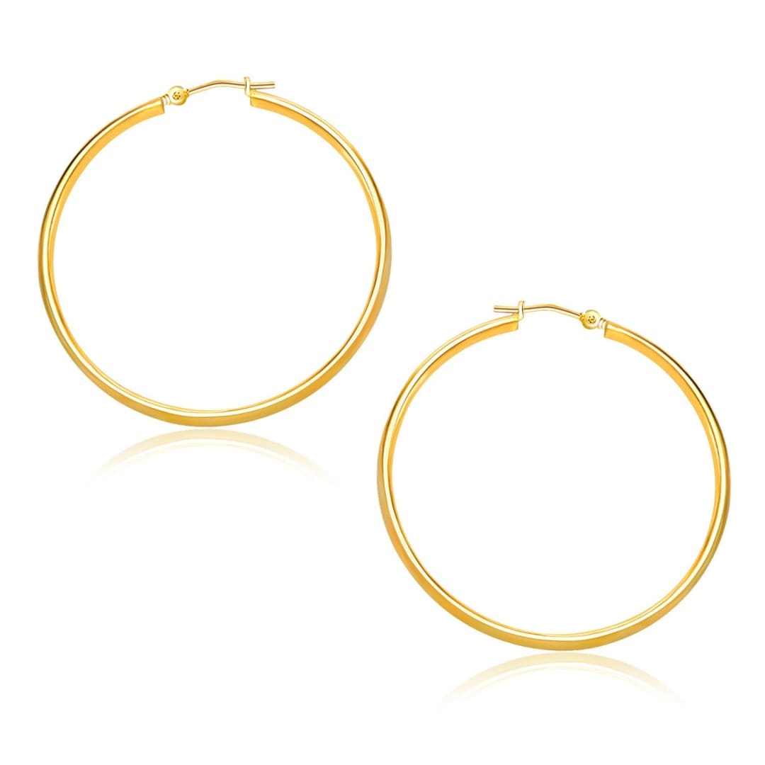 10k Yellow Gold Polished Hoop Earrings (30mm) | Richard Cannon Jewelry