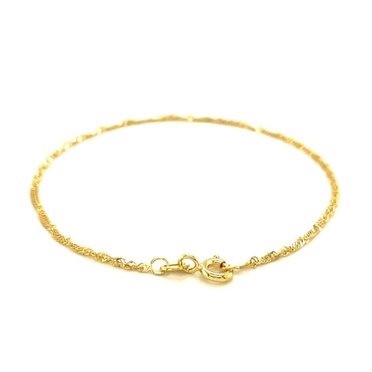 10k Yellow Gold Singapore Anklet 1.5mm | Richard Cannon Jewelry