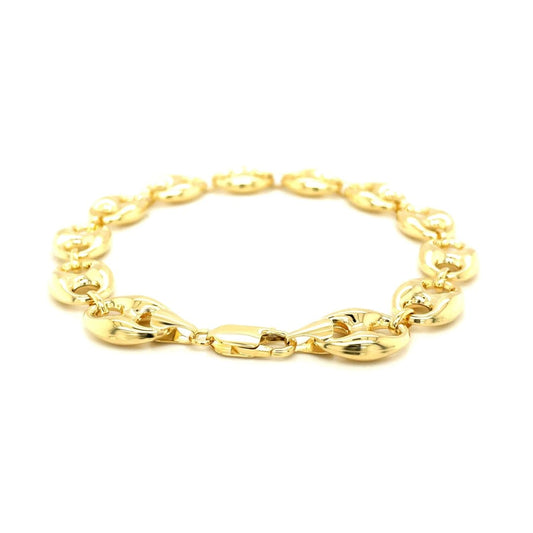 11.0mm 14k Yellow Gold Puffed Mariner Link Bracelet | Richard Cannon Jewelry
