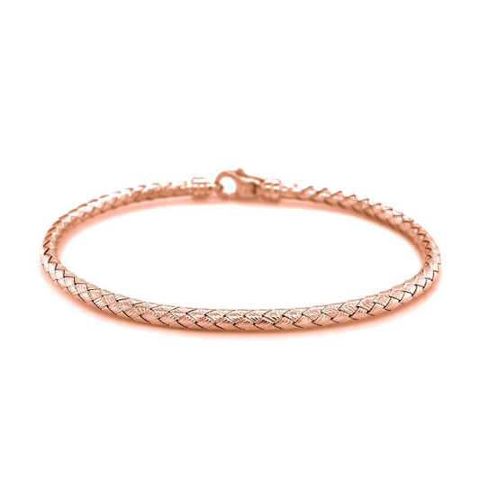 14k Rose Gold Fancy Weave Motif Bangle | Richard Cannon Jewelry