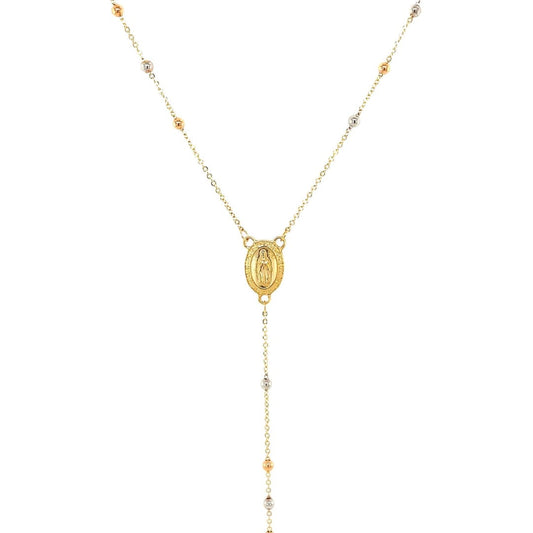 14k Tri Color Gold Lariat Rosary Necklace | Richard Cannon Jewelry