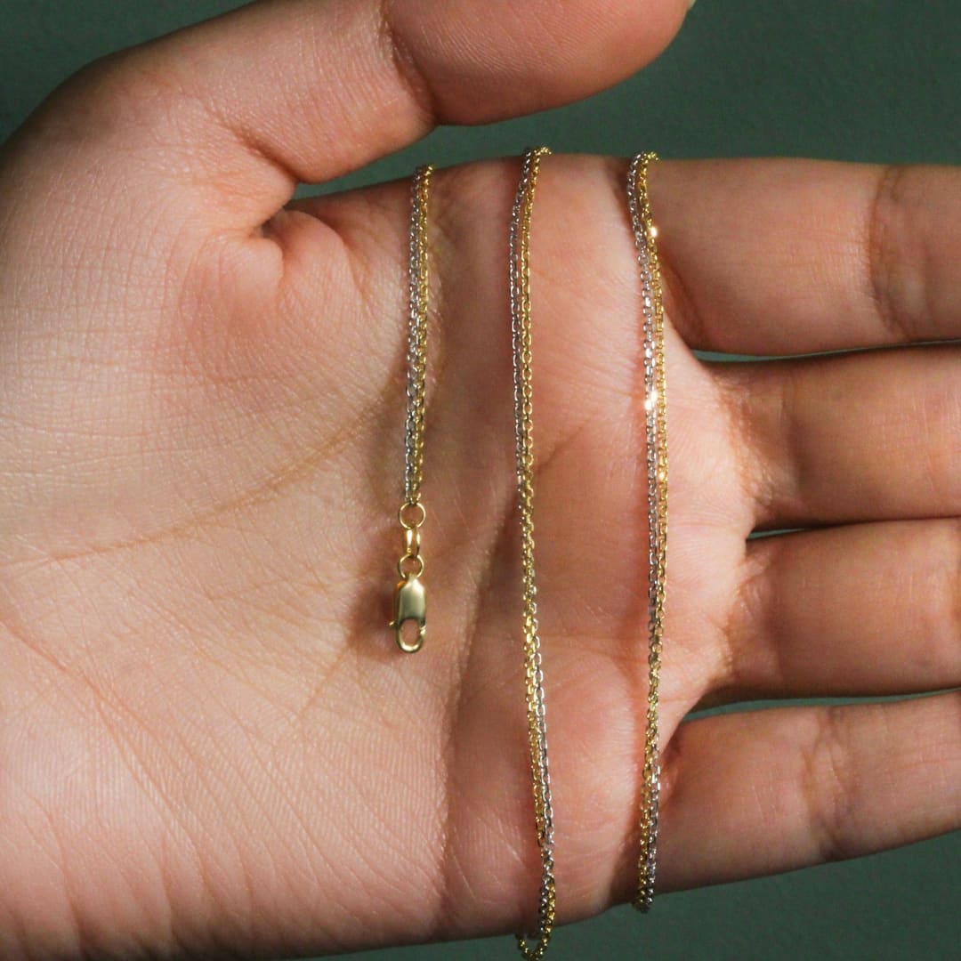 14k Two-Tone Double Strand Cable Pendant Chain 1.1mm | Richard Cannon Jewelry