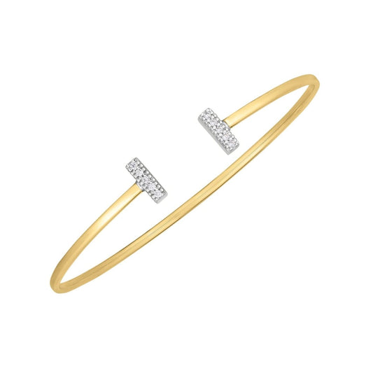 14k Two Tone Gold Diamond Tee Bar Bangle | Richard Cannon Jewelry