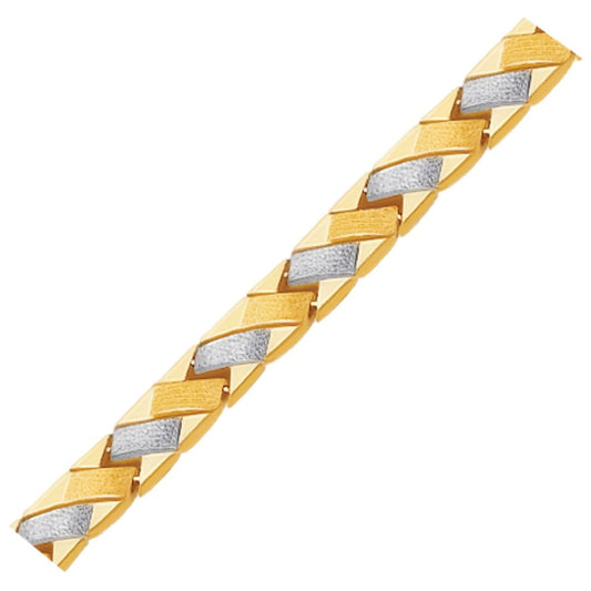 14k Two-Tone Gold Fancy Weave Bracelet with Contrasting Finish | Richard Cannon Jewelry