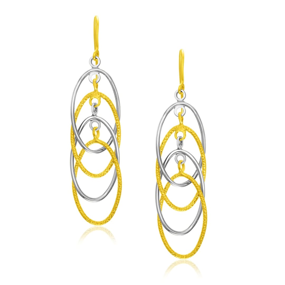 14k Two-Tone Gold Multiple Layer Interlaced Earrings | Richard Cannon Jewelry