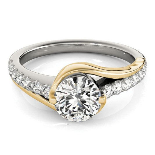 14k Two Tone Gold Split Shank Style Diamond Engagement Ring (1 1/4 cttw) | Richard Cannon