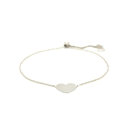 14k White Gold Adjustable Heart Bracelet | Richard Cannon Jewelry