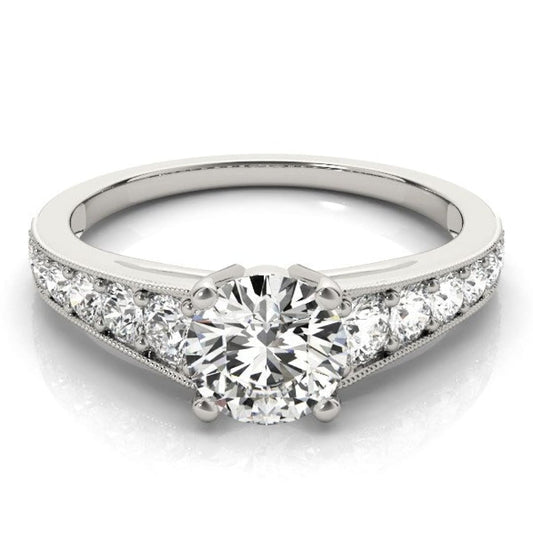 14k White Gold Antique Tapered Shank Diamond Engagement Ring (1 3/8 cttw) | Richard