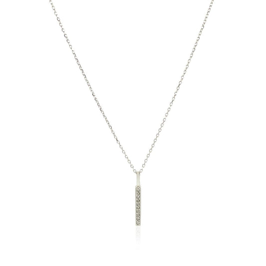 14k White Gold Bar Pendant with Diamonds | Richard Cannon Jewelry