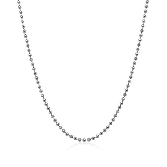 14k White Gold Bead Chain 1.5mm | Richard Cannon Jewelry