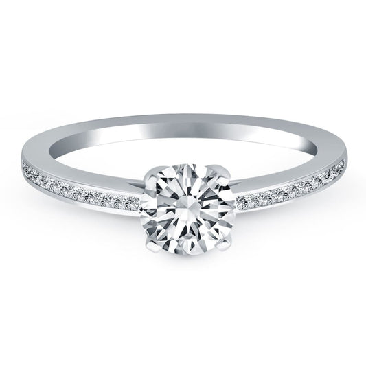 14k White Gold Channel Set Cathedral Engagement Ring | Richard Cannon Jewelry