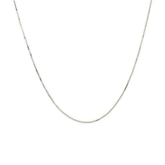 14k White Gold Classic Box Chain 0.45mm | Richard Cannon Jewelry