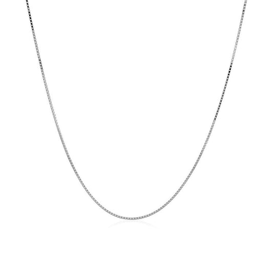 14k White Gold Classic Box Chain (0.60 mm) | Richard Cannon Jewelry