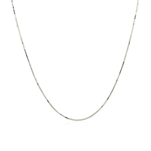 14k White Gold Classic Box Chain 0.6mm | Richard Cannon Jewelry