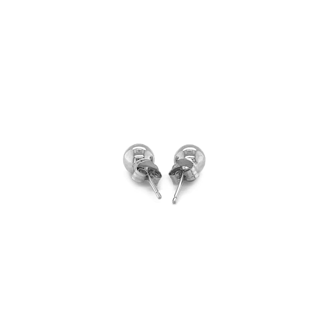 14k White Gold Classic Round Stud Earrings (5.0 mm) | Richard Cannon Jewelry