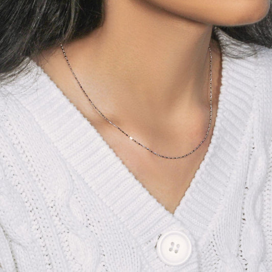 14k White Gold Diamond-Cut Bead Chain 1.0mm | Richard Cannon Jewelry