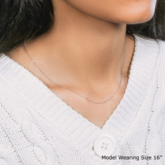 14k White Gold Diamond Cut Cable Link Chain 0.7mm | Richard Cannon Jewelry