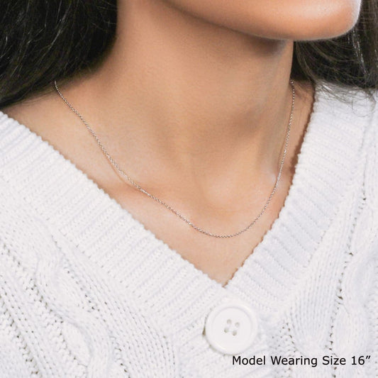 14k White Gold Diamond Cut Cable Link Chain 0.8mm | Richard Cannon Jewelry