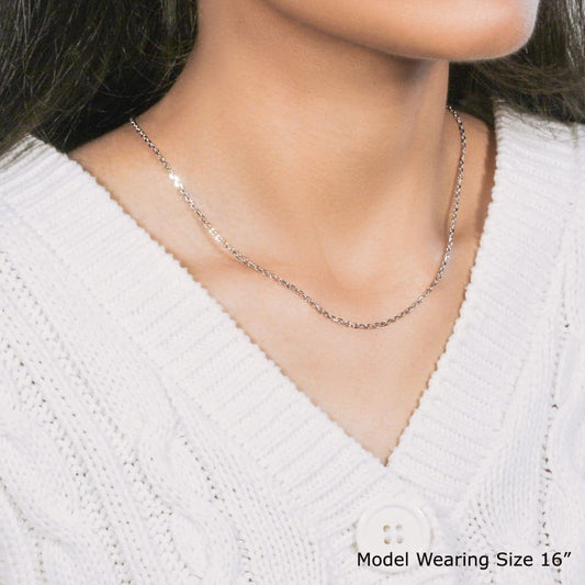 14k White Gold Diamond Cut Cable Link Chain 1.8mm | Richard Cannon Jewelry