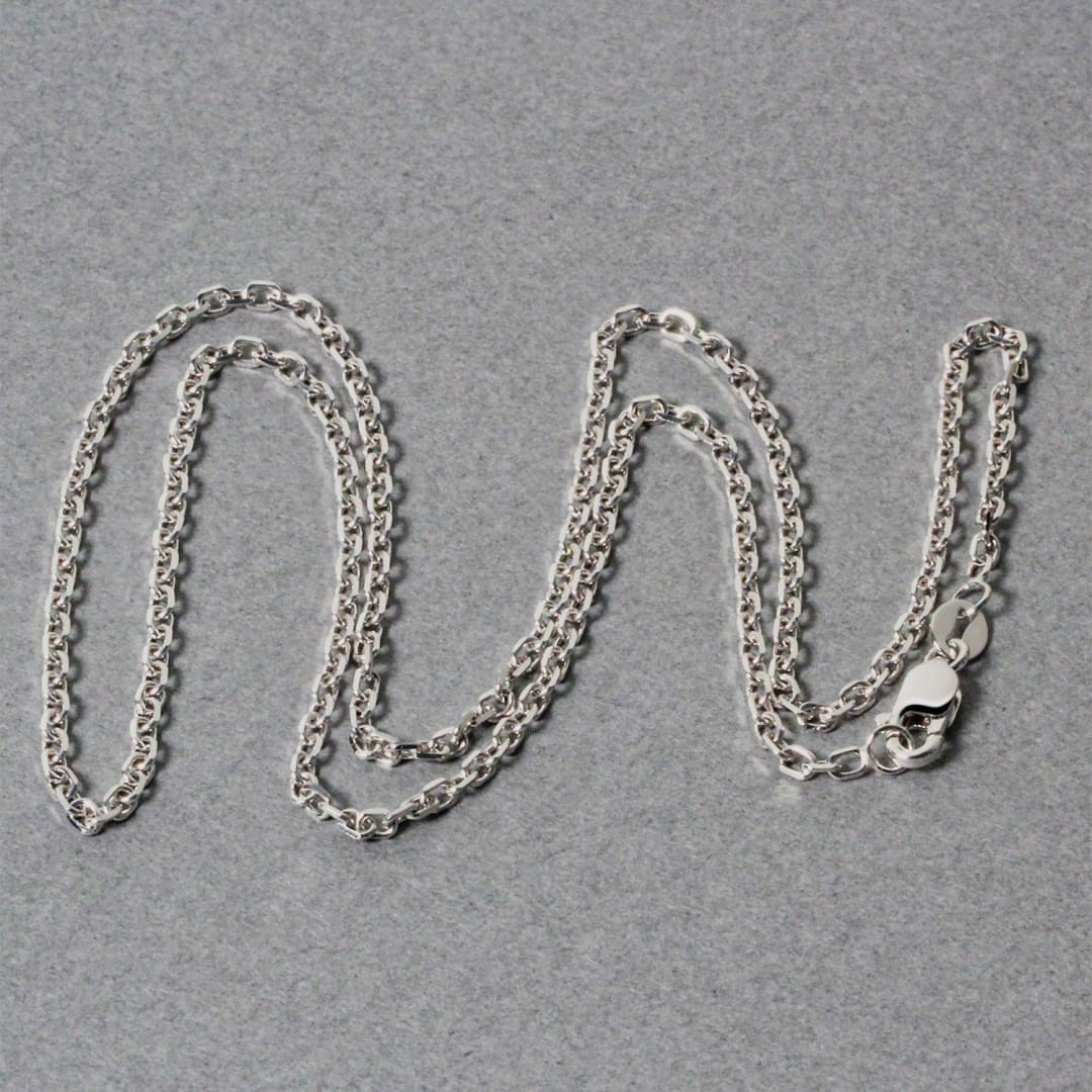 14k White Gold Diamond Cut Cable Link Chain 1.8mm | Richard Cannon Jewelry
