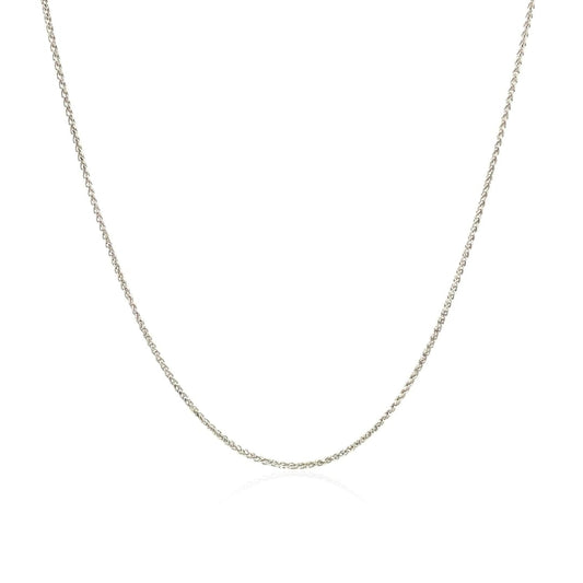 14k White Gold Diamond Cut Round Wheat Chain 0.6mm | Richard Cannon Jewelry