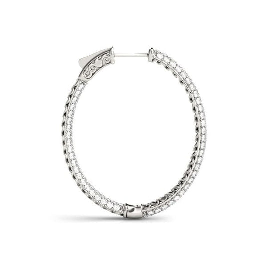 14k White Gold Diamond Hoop Double Sided Three Row Earrings (2 cttw) | Richard Cannon