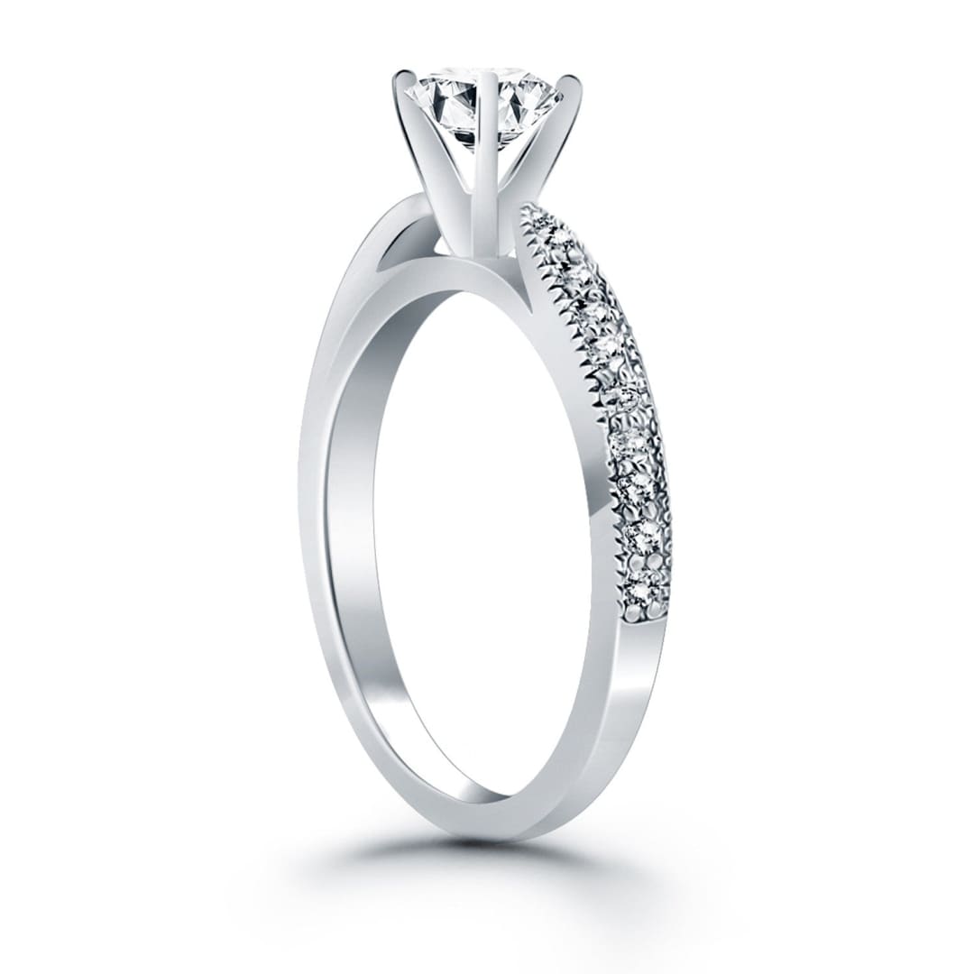 14k White Gold Diamond Pave Cathedral Engagement Ring | Richard Cannon Jewelry