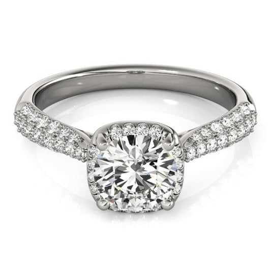 14k White Gold Halo Graduated Pave Shank Diamond Engagement Ring (1 1/3 cttw) | Richard