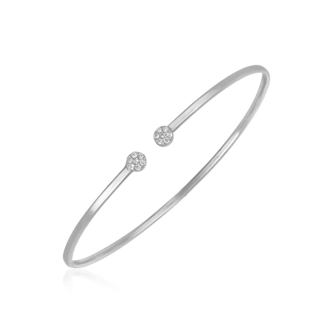 14k White Gold High Polish Diamond Cluster Bangle (2mm) | Richard Cannon Jewelry
