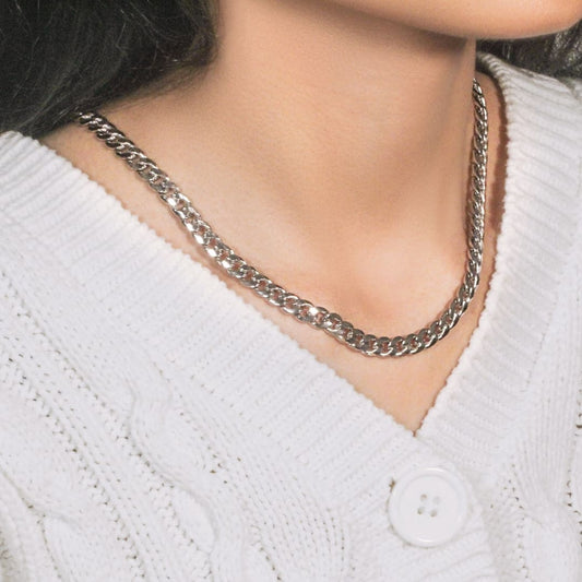 14K White Gold Miami Cuban Semi Solid Chain (7.00 mm) | Richard Cannon Jewelry