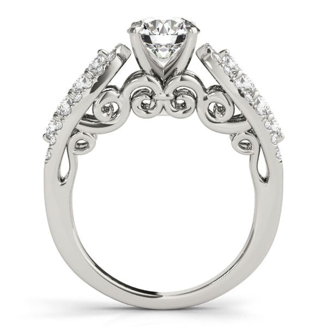 14k White Gold Multirow Shank Round Diamond Engagement Ring (1 1/2 cttw) | Richard Cannon