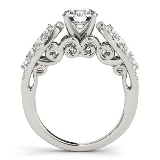 14k White Gold Multirow Shank Round Diamond Engagement Ring (1 1/2 cttw) | Richard Cannon