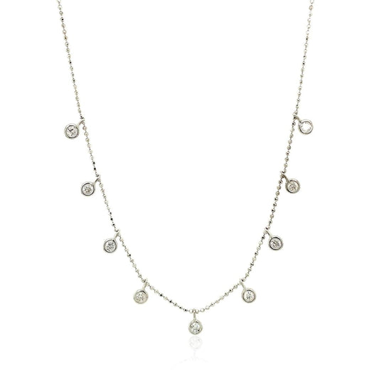 14k White Gold Necklace with Round Diamond Charms | Richard Cannon Jewelry