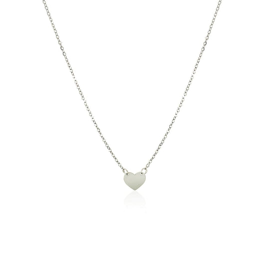 14k White Gold Polished Mini Heart Necklace | Richard Cannon Jewelry