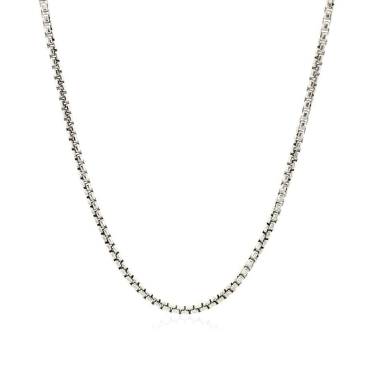 14k White Gold Round Box Chain 1.7mm | Richard Cannon Jewelry