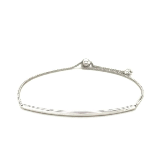 14k White Gold Smooth Curved Bar Lariat Design Bracelet | Richard Cannon Jewelry