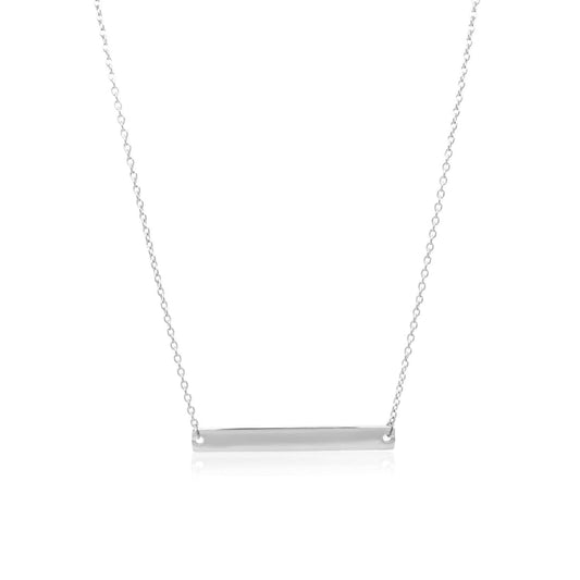 14k White Gold Smooth Flat Horizontal Bar Style Necklace | Richard Cannon Jewelry