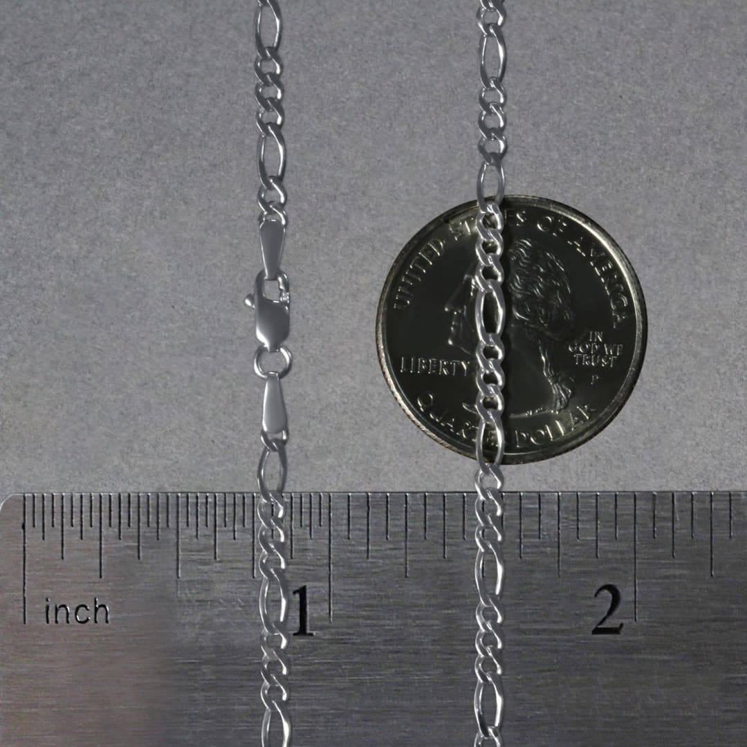 14k White Gold Solid Figaro Chain (2.60 mm) | Richard Cannon Jewelry