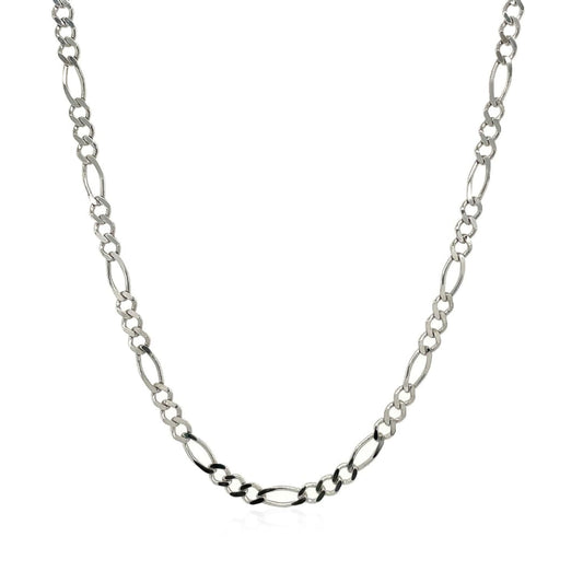 14k White Gold Solid Figaro Chain (2.60 mm) | Richard Cannon Jewelry