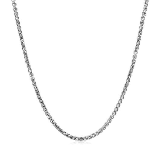 14k White Gold Solid Round Box Chain 1.6 mm | Richard Cannon Jewelry