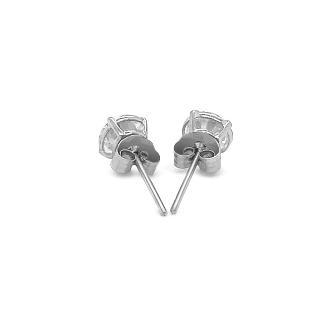 14k White Gold Stud Earrings with White Hue Faceted Cubic Zirconia | Richard Cannon