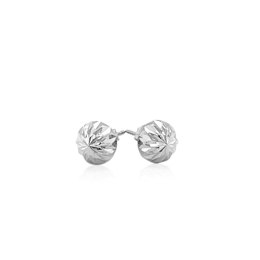 14k White Gold Textured Flat Style Stud Earrings | Richard Cannon Jewelry